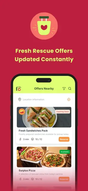 Freshcue app screenshot showing pickup activity